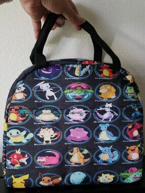 Pokémon Pattern Insulated Bag Bowling Style Black W/ Multi-Characters Y2K NWOT
